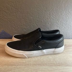 Black Leather Slip On Vans size 7.5